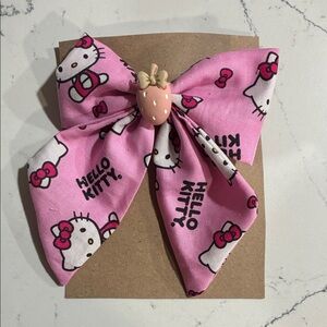 Hello Kitty Pink Bow Hair Clip with Strawberry Accent